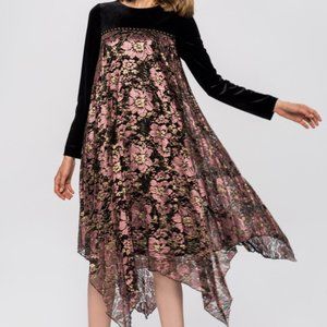 Nissa Asymmetrical Print Dress with Chest Detail NWT